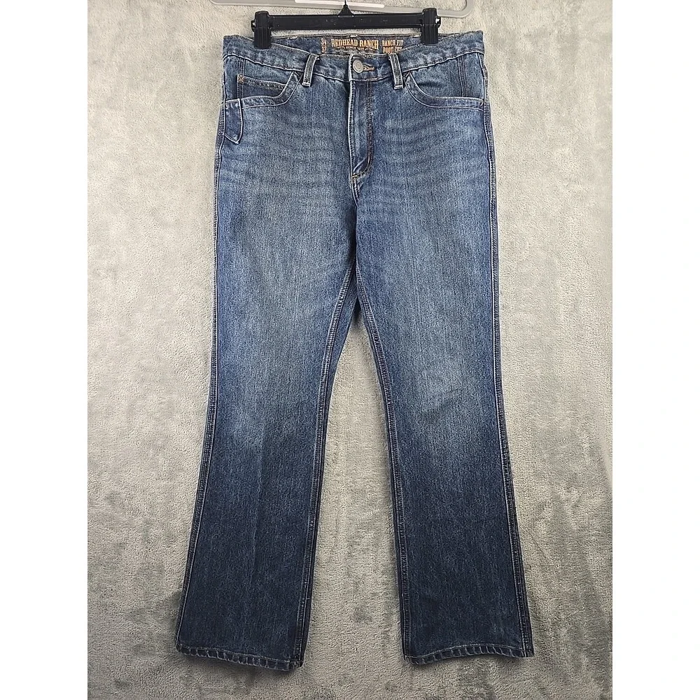 Redhead Ranch Bootcut Jeans Mens 34x31 Blue Denim Ranch Fit Pants Western‎
